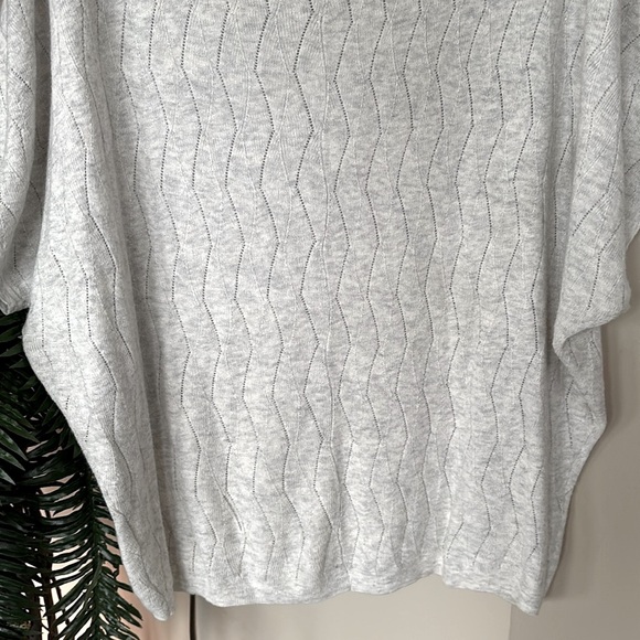 Smartwool Zig Zag Knit Sweater Dolman Sleeves Light Gray Pullover Pointelle - Picture 10 of 12